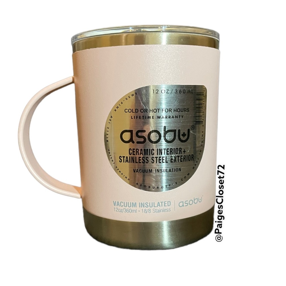Asobu Light Pink Stainless Steel Exterior 12 oz. Mug Coffee/Tea  ~ Brandnew